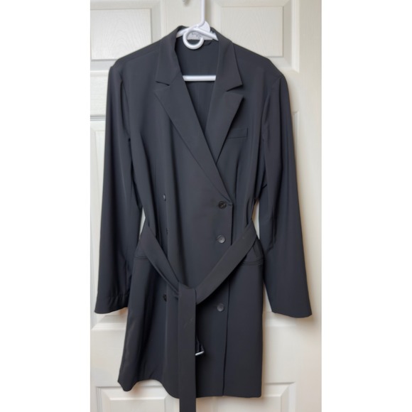 MM LaFleur Gwynne Button Up Shirt Dress Black Double Breasted‎ Size 18